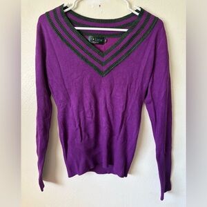 P. Luca Milano Women's V-Neck Purple Sweater